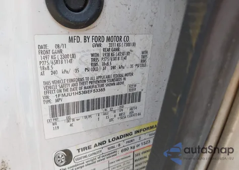 2011 Ford Expedition Xlt from USA, damaged, VIN 1FMJU1H53BEF53385